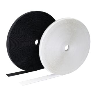 Elastisches Flauschband 25 m schwarz oder weiß