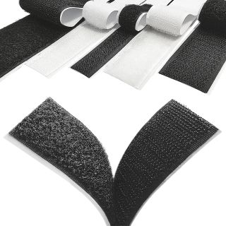 DonDo Klettband Hacken Schlaufen Flausch stark klebend schwarz 20mm x 25 Meter 