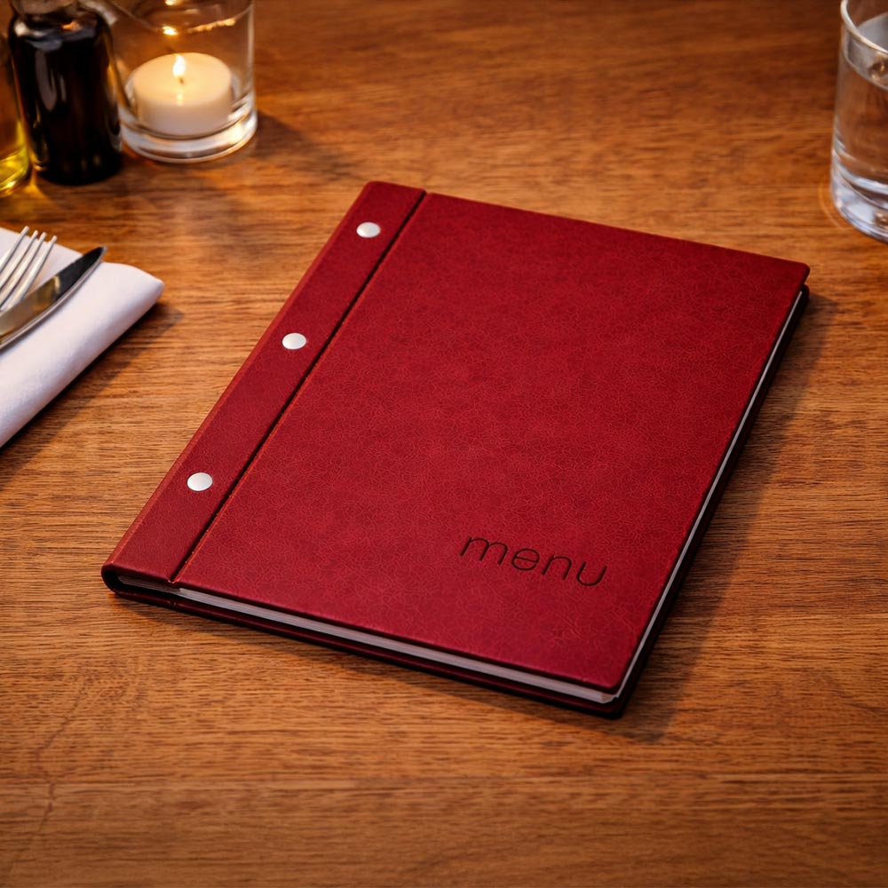 Speisekarte mit Buchschrauben-Bindung in einem Restaurant